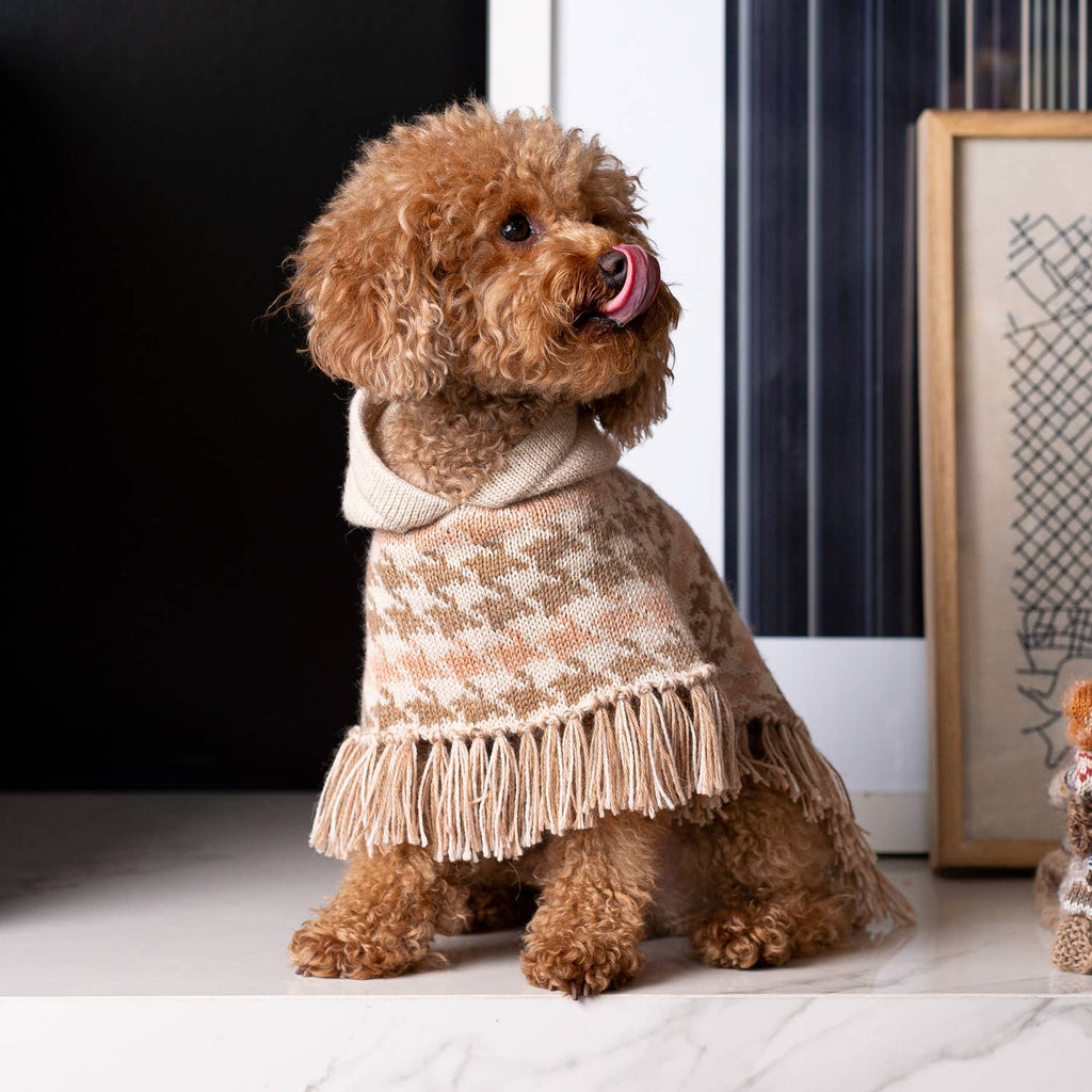 Alqo Wasi Soft Houndstooth Alpaca Dog Poncho
