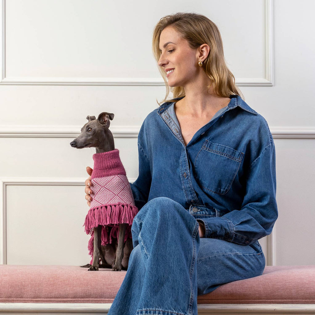 Alqo Wasi Diamond Pink Alpaca Dog Poncho