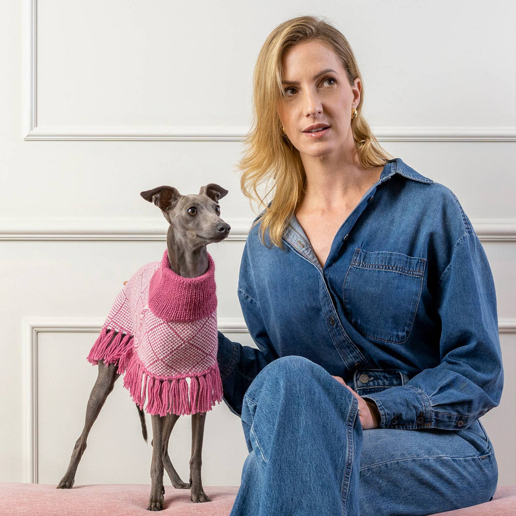 Alqo Wasi Diamond Pink Alpaca Dog Poncho