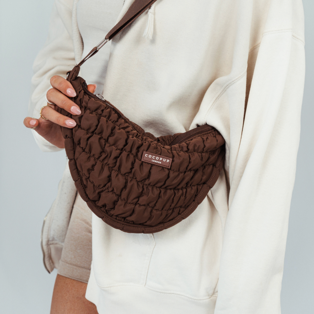 Crossbody Crescent Dog Walking Bags - Espresso