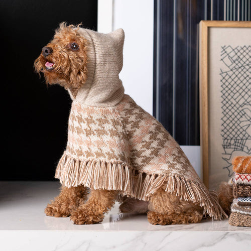 Alqo Wasi Soft Houndstooth Alpaca Dog Poncho