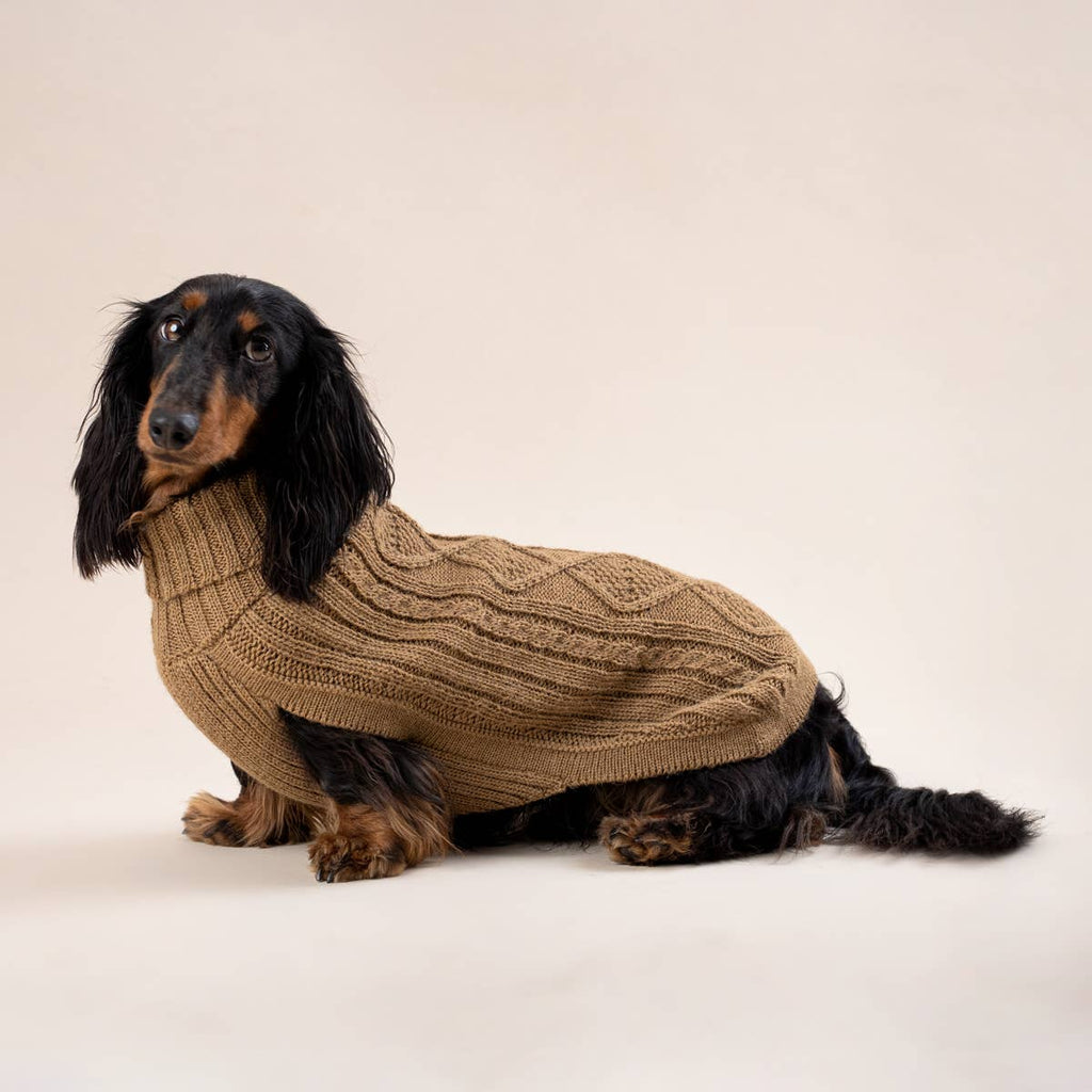 Camel Aran Alpaca Dog Sweater