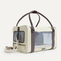Pet carrier with transparent sides on a white background