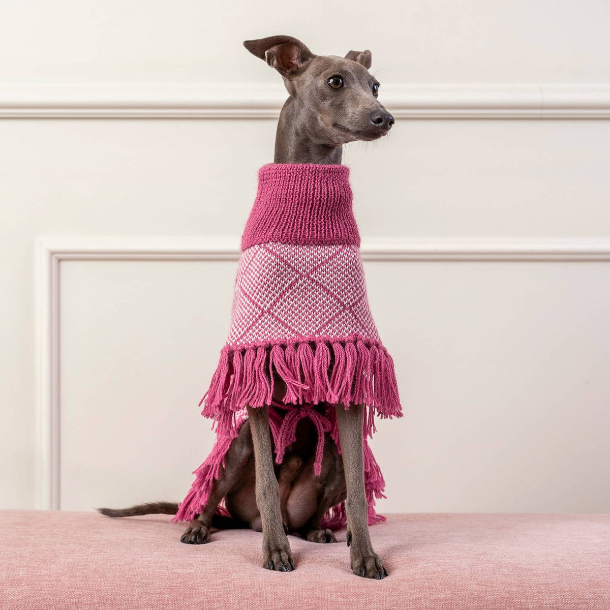Alqo Wasi Diamond Pink Alpaca Dog Poncho