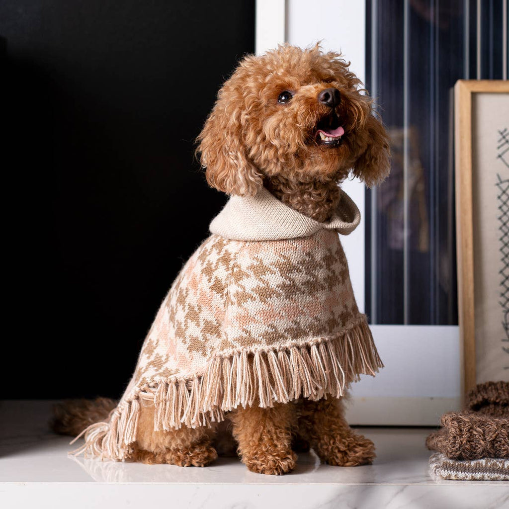 Alqo Wasi Soft Houndstooth Alpaca Dog Poncho
